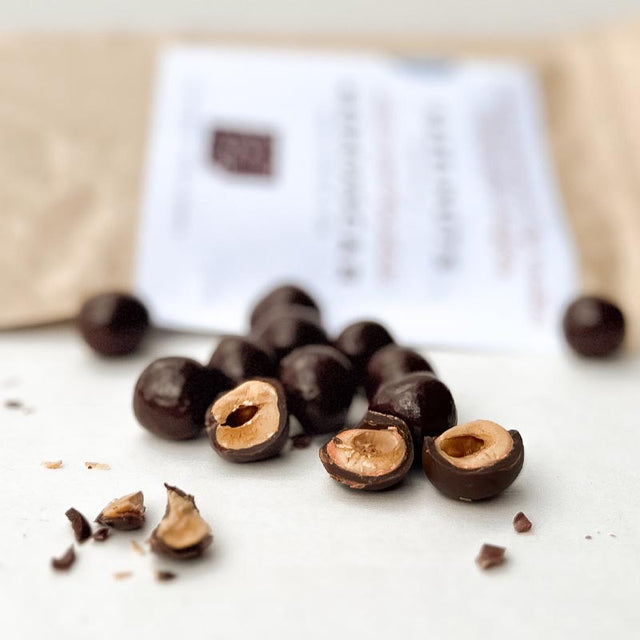 DARK CHOCOLATE-COVERED HAZELNUTS