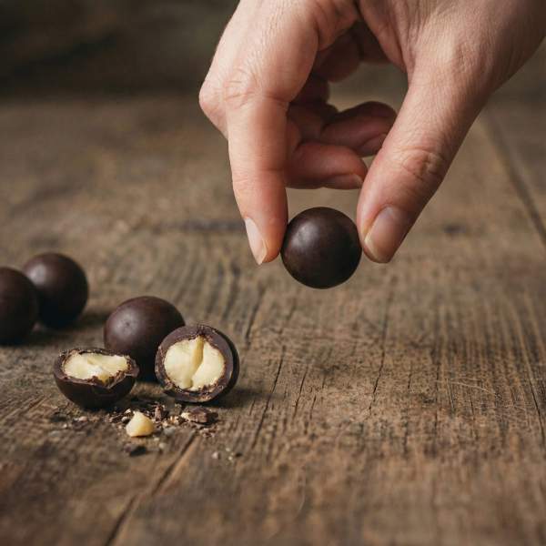 DARK CHOCOLATE-COVERED MACADAMIA NUTS - CHOCOLAT-E